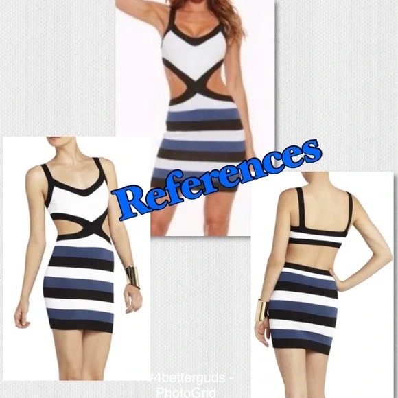 BCBGMaxAzria Elle Cutout Bandage Stripe Body-con Color block Mini Dress Small - Picture 7 of 16
